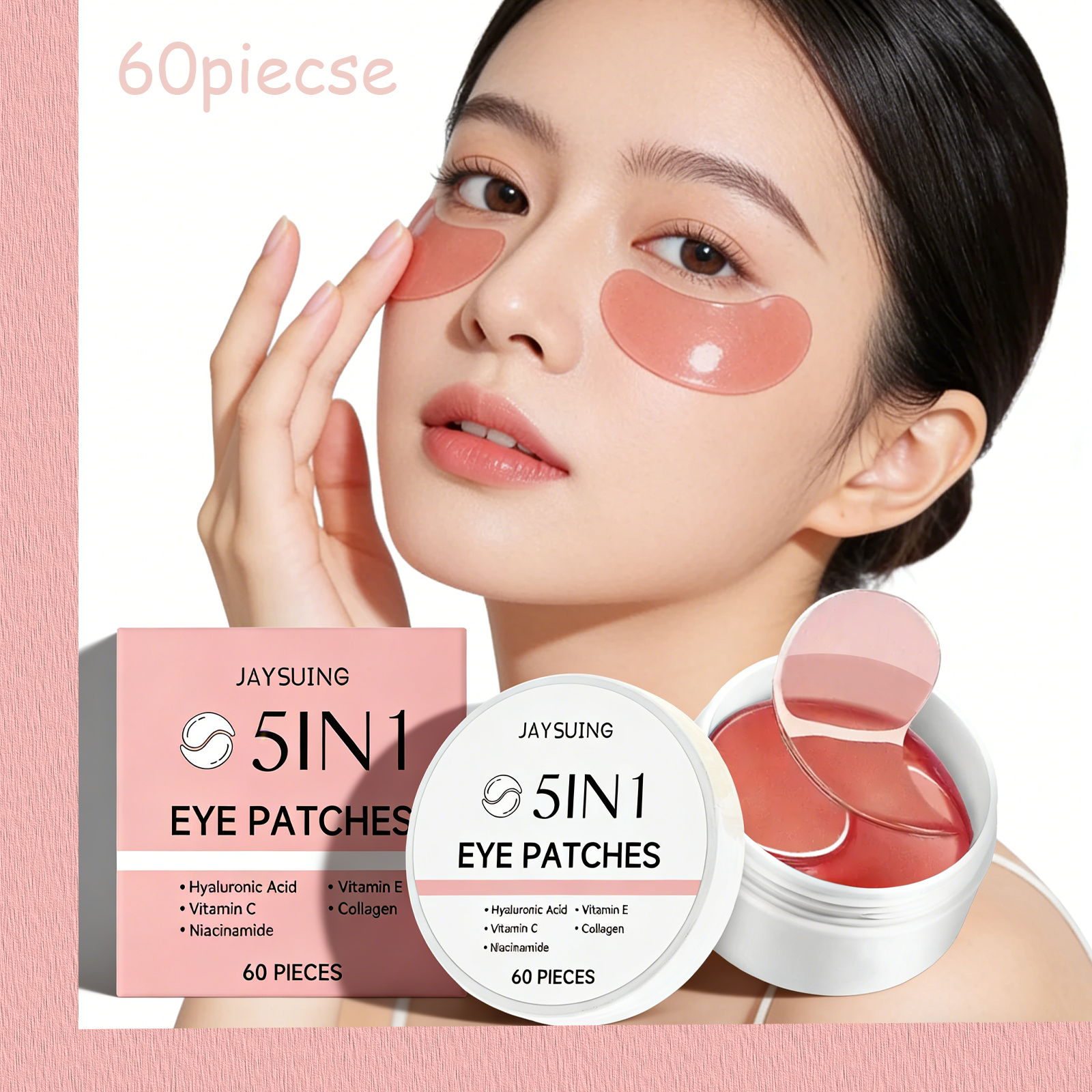 Collagen Eye Patch - JAYSUING 5-in-1 Under Eye Patches Rose