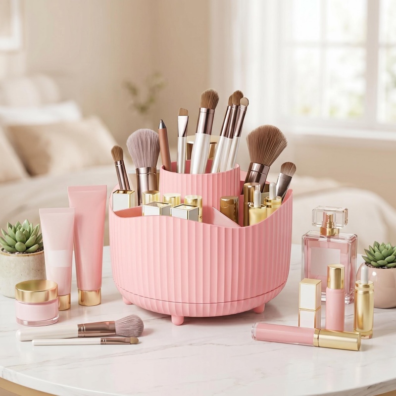 Beauty Kiss Makeup - 360° Rotating Makeup Tool Storage Box