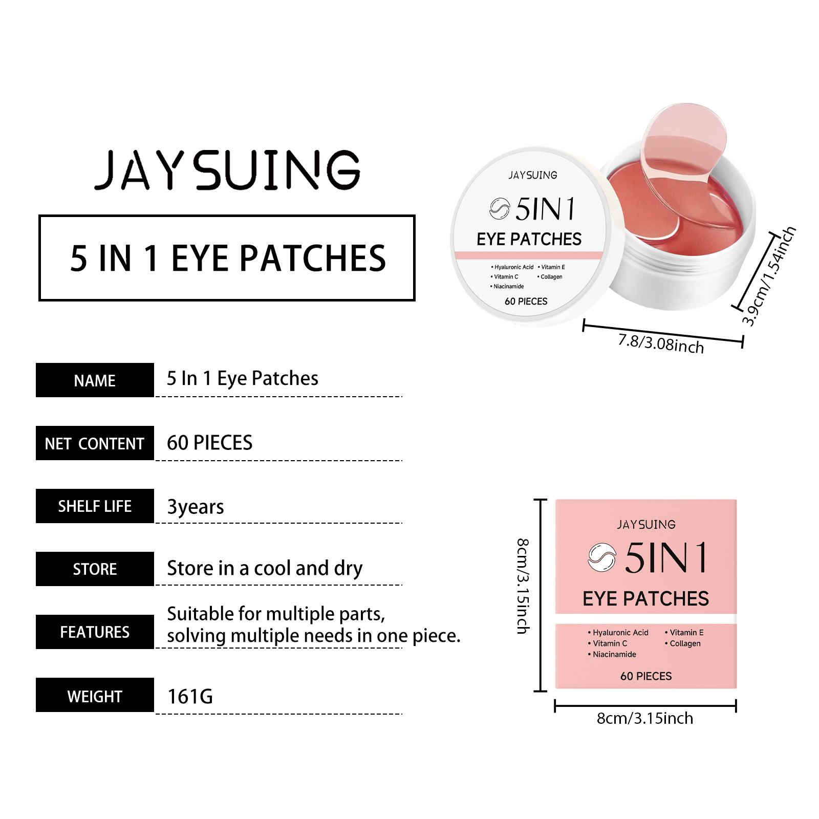 JAYSUING 5-in-1 Under Eye Patc - Collagen Eye Patch บทวิจารณ์และราคา