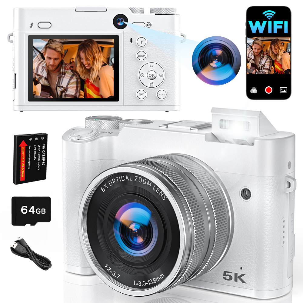 5K 64MP WiFi Digital Camera, 6 - Beauty Makeup Camera App บทวิจารณ์และราคา