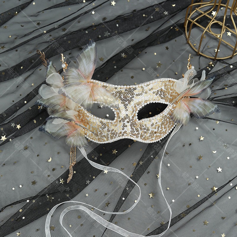 Gold Butterfly Half Face Mask  - Beauty Halloween Makeup บทวิจารณ์และราคา