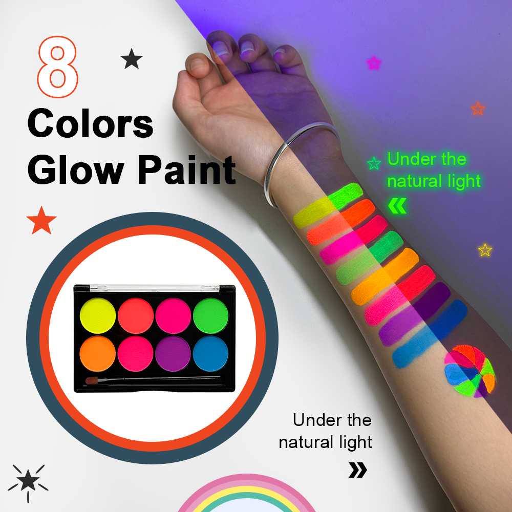 8 Colors Glow Fluorescent Neon - Beauty Halloween Makeup บทวิจารณ์และราคา