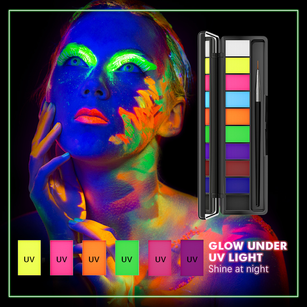 10 Colors Glow Fluorescent Neo - Beauty Halloween Makeup บทวิจารณ์และราคา