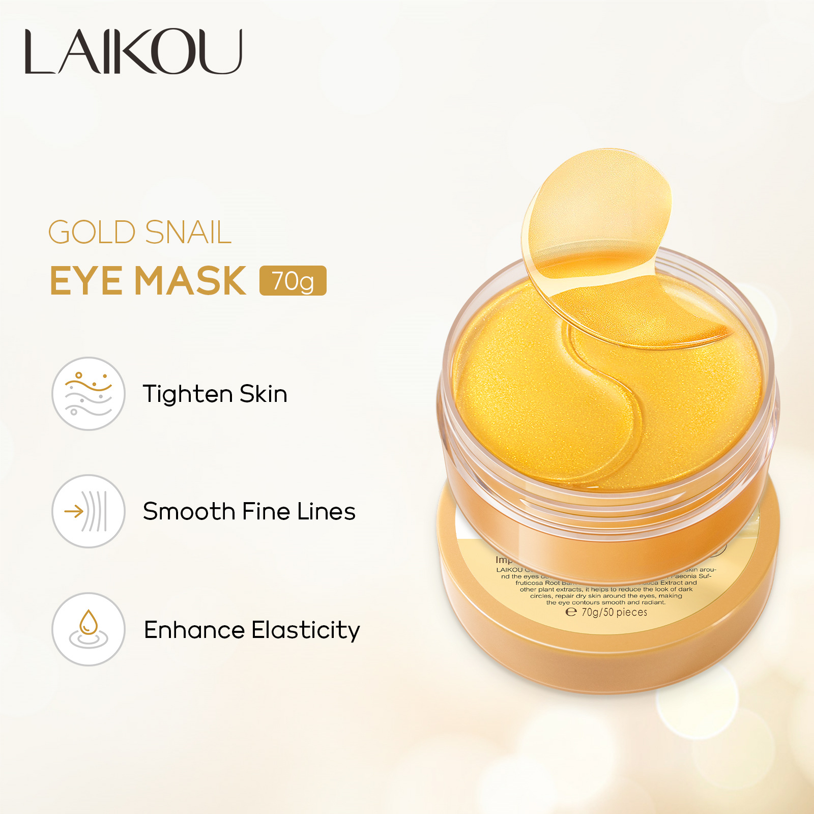 LAIKOU 50pcs Golden Snail Coll - Collagen Eye Patch บทวิจารณ์และราคา
