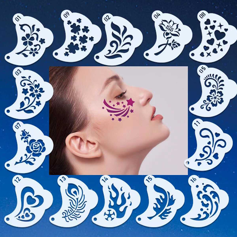 16Pcs Face Painting Templates  - Beauty Makeup Kit For Kids บทวิจารณ์และราคา