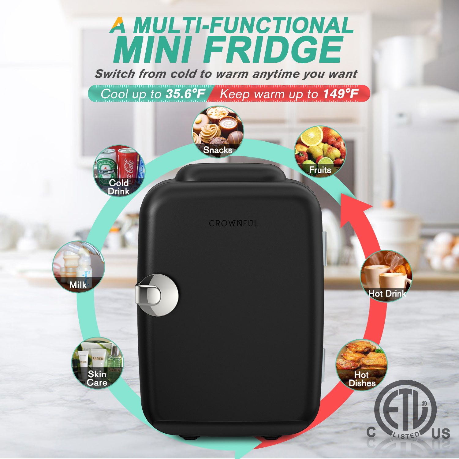 Crownful 4L Mini Fridge 110V 2 - Beauty Makeup Fridge บทวิจารณ์และราคา